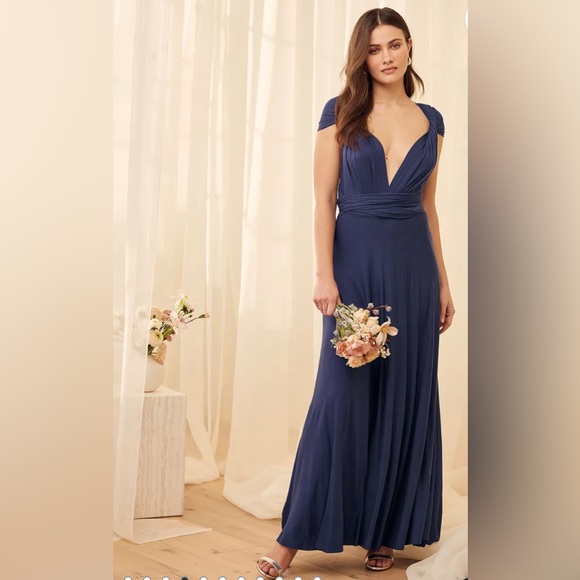 -SOLD- Lulu’s Tricks of the Trade Slate Blue Multi-way Maxi Dress - Picture 11 of 12